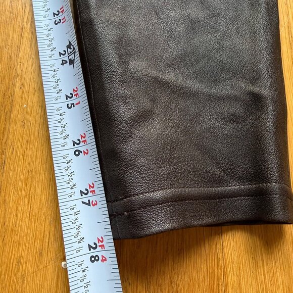 AllSaints Size 6 Bitter Brown Cora Leather Stretch Skinny Fit Ankle Leggings - Picture 8 of 16